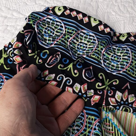 Colorful Flowy Wide Leg Multi-Print Pants - Picture 3 of 7